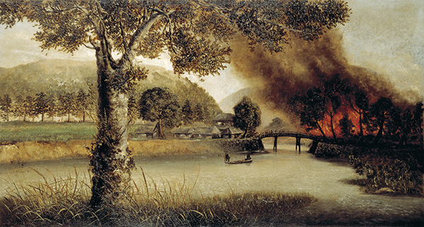 高橋由一《官軍が火を人吉に放つ図》1877年